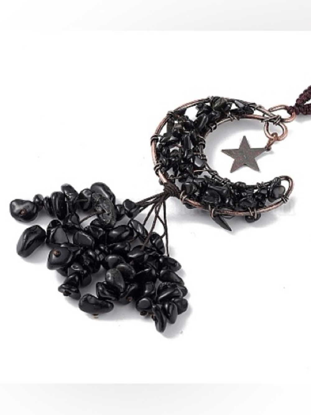 5/$25 Black Beaded Crescent Moon Hanging Ornement